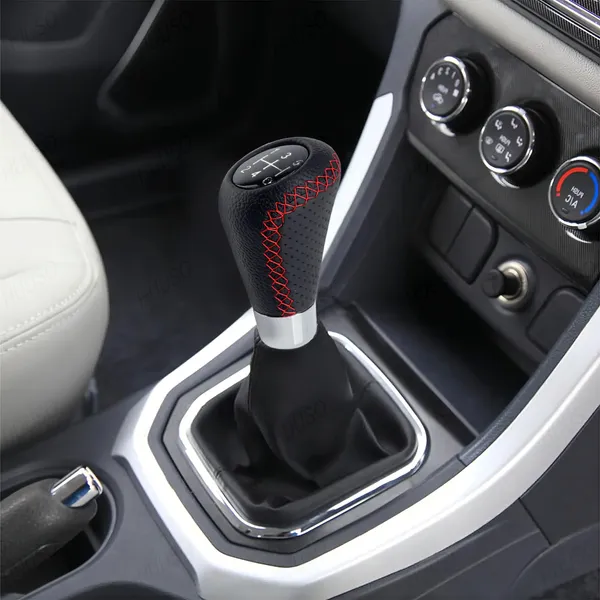 5_Speed_Car_Gear_Shift_Knob_–_Perforated_Leather_Look_with_Red_Stitch,_Sporty_Design_with_Installation_Kit