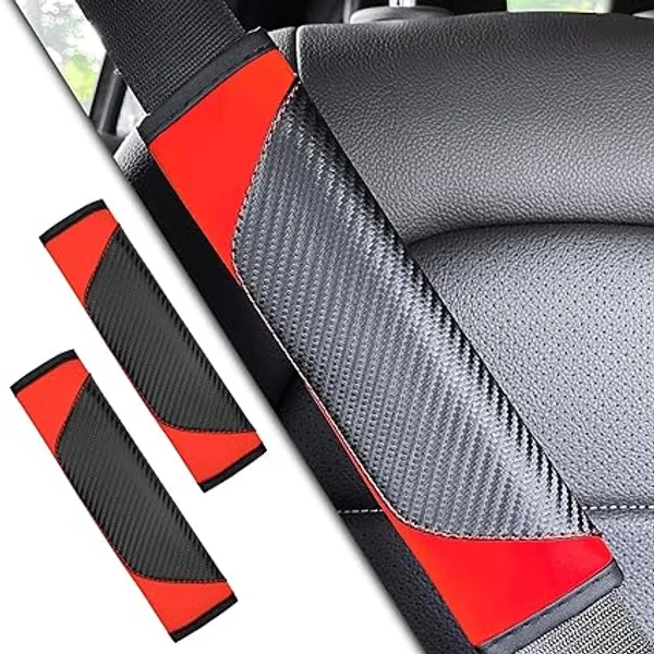 Car_Seat_Belt_Shoulder_Pads_–_Pack_of_2_Black_&_Red_Carbon_Fiber_Leather_Strap_Covers_for_Safety_&_Comfort