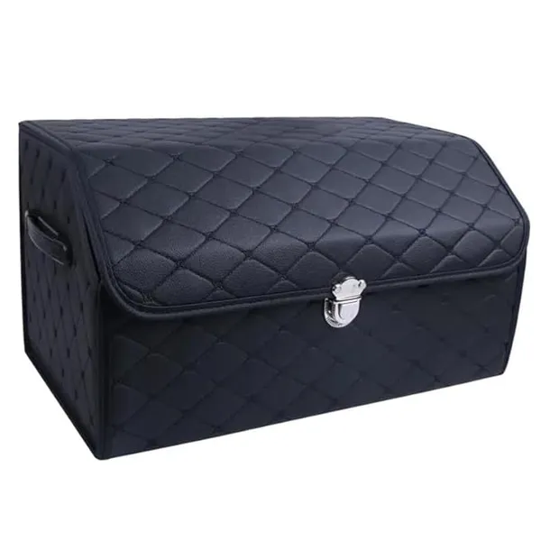 Premium_Foldable_Leather_Car_Trunk_Organizer,_Dual_Compartments,_High-Capacity_Cargo_Storage_Box,_Black_with_Black_Stitch
