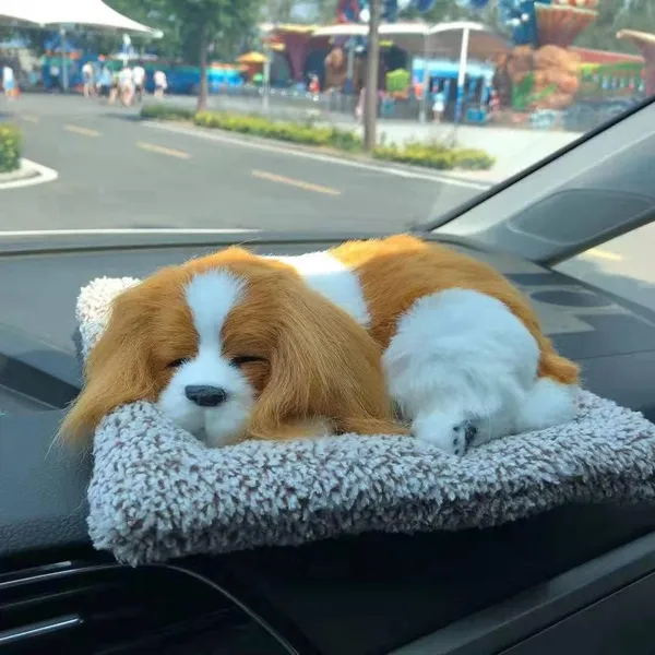 Cute_Sleeping_Dog_Dashboard_Ornament_–_White_&_Tan_|_Car_Interior_Decor_Figurine_for_Home_&_Vehicle
