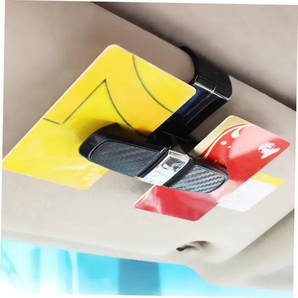 2-Pack_Car_Sun_Visor_Glasses_Holder_Clip_–_Anti-Scratch,_Soft_Carbon_Finish_–_Eyeglass_&_Sunglass_Mount_for_Tickets,_Cards_–_Easy_Install_(Black_&_Chrome)