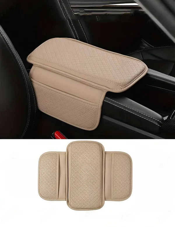 Foldable_Beige_PU_Leather_Armrest_Cushion_–_Soft_Elbow_Support_with_Side_Storage_for_Car_Console_–_Anti-Slip_Comfort_for_Long_Drives