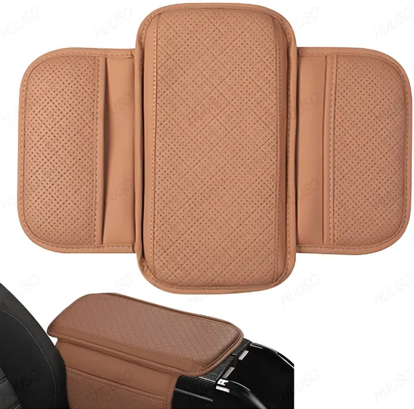 Foldable_Tan_PU_Leather_Armrest_Cushion_–_Soft_Elbow_Support_with_Side_Storage_for_Car_Console_–_Anti-Slip_Comfort_for_Long_Drives