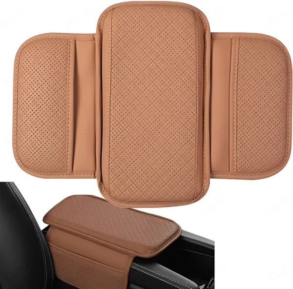 Foldable_Tan_PU_Leather_Armrest_Cushion_–_Soft_Elbow_Support_with_Side_Storage_for_Car_Console_–_Anti-Slip_Comfort_for_Long_Drives