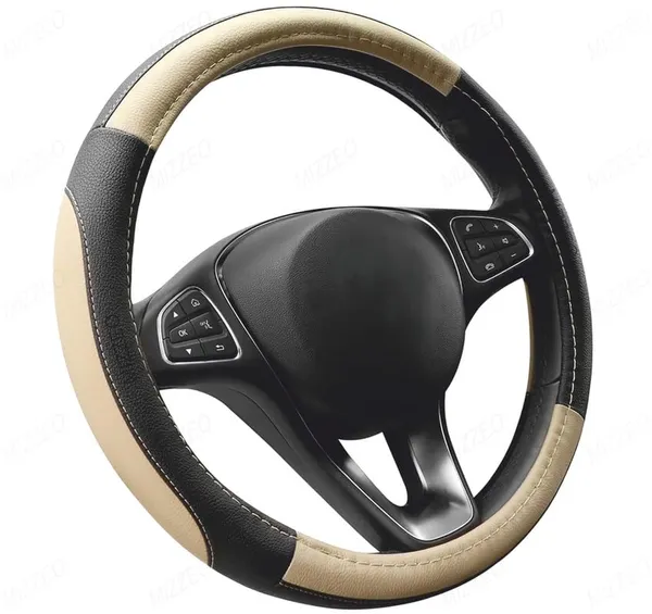 Drive_In_Style_“_Gripmaster_Black_&_Beige_Steering_Wheel_Cover_With_Anti-Slip_Grip