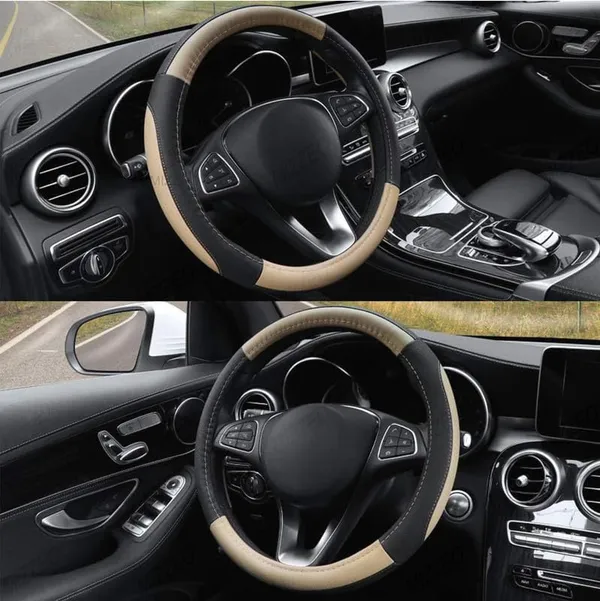 Drive_In_Style_“_Gripmaster_Black_&_Beige_Steering_Wheel_Cover_With_Anti-Slip_Grip