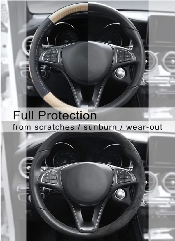 Drive_In_Style_“_Gripmaster_Black_&_Beige_Steering_Wheel_Cover_With_Anti-Slip_Grip
