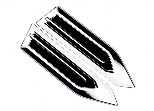 2_Pack_Car_Air_Flow_Vent_Fender_Trim_Xsl-002_Chrome_And_Black_Car_Styling_Fender_Decorative_Aero_Decal_Sticker_Exterior_Accessory_Compatible_With_All_Cars