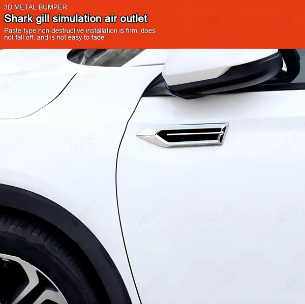 2_Pack_Car_Air_Flow_Vent_Fender_Trim_Xsl-002_Chrome_And_Black_Car_Styling_Fender_Decorative_Aero_Decal_Sticker_Exterior_Accessory_Compatible_With_All_Cars
