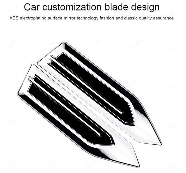 2_Pack_Car_Air_Flow_Vent_Fender_Trim_Xsl-002_Chrome_And_Black_Car_Styling_Fender_Decorative_Aero_Decal_Sticker_Exterior_Accessory_Compatible_With_All_Cars