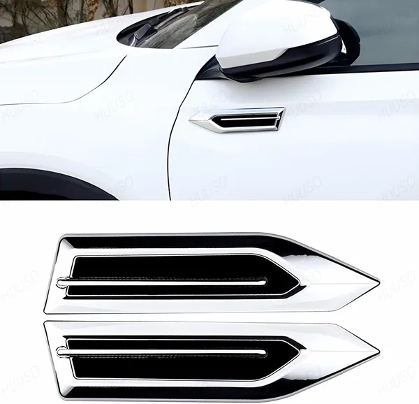 2_Pack_Car_Air_Flow_Vent_Fender_Trim_Xsl-002_Chrome_And_Black_Car_Styling_Fender_Decorative_Aero_Decal_Sticker_Exterior_Accessory_Compatible_With_All_Cars