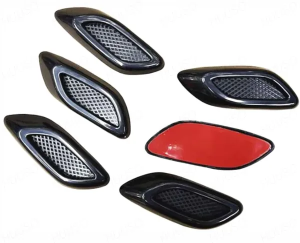 HUUSO_6-Pack_Glossy_Black_3-Row_Car_Air_Flow_Vent_Fender_Trim_–_Decorative_Side_Aero_Accessory_for_All_Cars