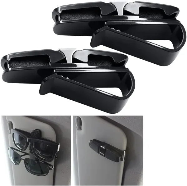 2-Pack_Car_Sun_Visor_Glasses_Holder_Clip_–_Anti-Scratch,_Soft_Carbon_Finish_–_Eyeglass_&_Sunglass_Mount_for_Tickets,_Cards_–_Easy_Install_(Black_&_Chrome)