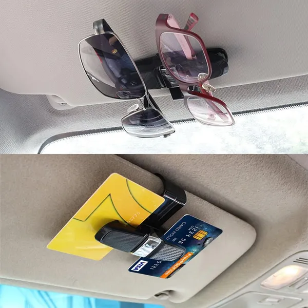 2-Pack_Car_Sun_Visor_Glasses_Holder_Clip_–_Anti-Scratch,_Soft_Carbon_Finish_–_Eyeglass_&_Sunglass_Mount_for_Tickets,_Cards_–_Easy_Install_(Black_&_Chrome)
