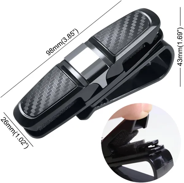 2-Pack_Car_Sun_Visor_Glasses_Holder_Clip_–_Anti-Scratch,_Soft_Carbon_Finish_–_Eyeglass_&_Sunglass_Mount_for_Tickets,_Cards_–_Easy_Install_(Black_&_Chrome)