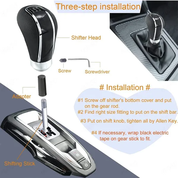 5_Speed_Manual_Car_Gear_Shift_Knob_with_Installation_Kit,_Black