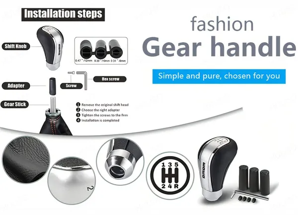 5_Speed_Manual_Car_Gear_Shift_Knob_with_Installation_Kit,_Silver