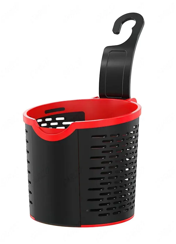 Car_Backseat_Organizer_Hook_&_Storage_Basket_–_Headrest_Hanger_for_Bags_&_Accessories_–_Interior_Trim_Bucket_(Black_&_Red)