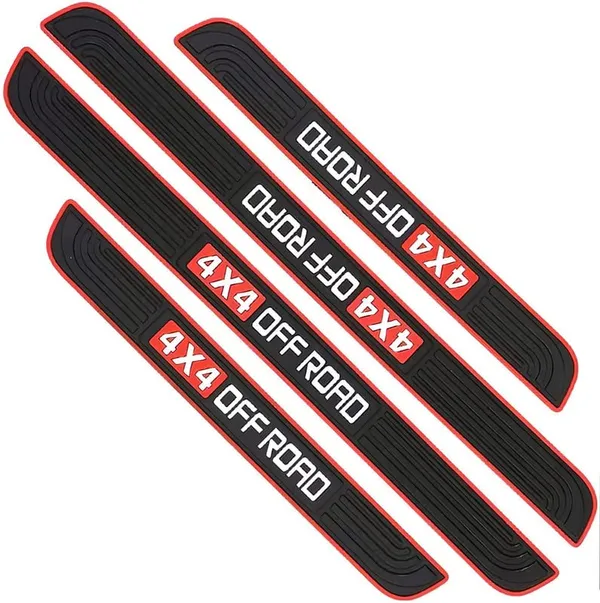4_x_4_Off_Road_Door_Sill_Protectors_–_Pack_of_4_Black_&_Red_Scuff_Guards_–_Universal_Fit_Step_Panel_Cover_for_All_Cars