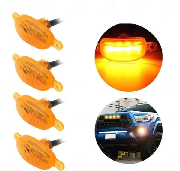 Led_Auto_Front_Grille_Lights_For_Decoration_(Pack_Of_4)_Safety_Compatible_With_All_Cars,_Suvs_&_Jeeps_(Yellow_Shell_With_Amber_Yellow_Light)