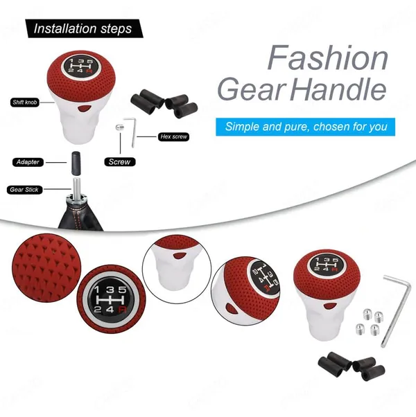 Car_5_Speed_Manual_Transmission_Gear_Shift_Knob_Dynodrive_Red_With_4_Adapters,_Screws_And_Allen_Key