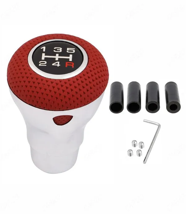 Car_5_Speed_Manual_Transmission_Gear_Shift_Knob_Dynodrive_Red_With_4_Adapters,_Screws_And_Allen_Key