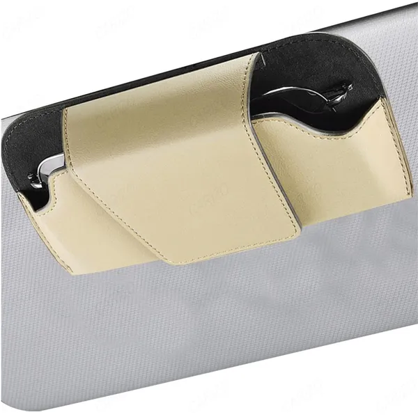 PU_Leather_Car_Sunglasses_Holder_–_Beige_Organizer_for_Small_Essentials,_Universal_Fit_for_All_Vehicles