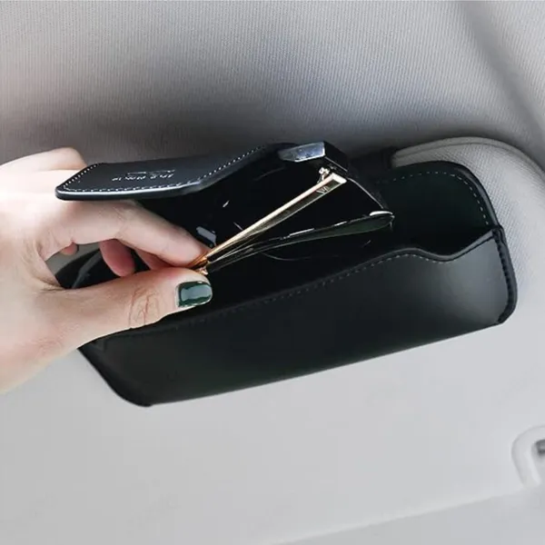 PU_Leather_Car_Sunglasses_Holder_–_Black_Organizer_for_Small_Essentials,_Universal_Fit_for_All_Vehicles
