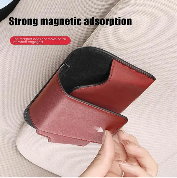 PU_Leather_Car_Sunglasses_Holder_–_Maroon_Organizer_for_Small_Essentials,_Universal_Fit_for_All_Vehicles