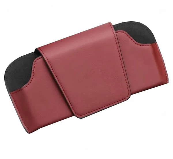 PU_Leather_Car_Sunglasses_Holder_–_Maroon_Organizer_for_Small_Essentials,_Universal_Fit_for_All_Vehicles