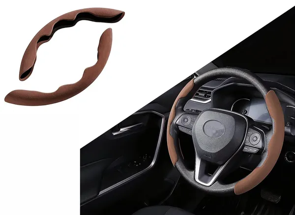 Seude_Brown_Pattern_Steering_Wheel_Cover,_Men'S_And_Women'S_Safe_And_Non-Slip_Car_Accessory_Compatible_With_All_Cars