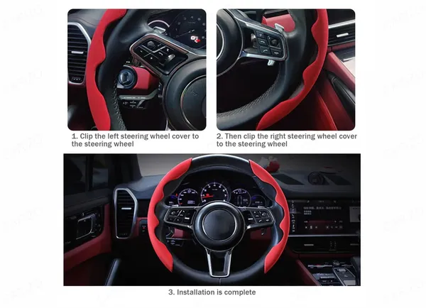 Seude_Red_Pattern_Steering_Wheel_Cover,_Men'S_And_Women'S_Safe_And_Non-Slip_Car_Accessory_Compatible_With_All_Cars