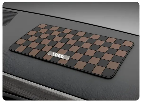 Sports_Non-Slip_Car_Dashboard_Mat_“_Adhesive-Free,_Heat-Resistant,_Grid_Pattern_In_Black_&_Brown_“_Interior_Protection_&_Decor