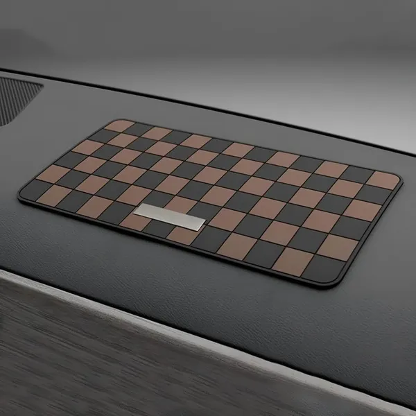 Sports_Non-Slip_Car_Dashboard_Mat_“_Adhesive-Free,_Heat-Resistant,_Grid_Pattern_In_Black_&_Brown_“_Interior_Protection_&_Decor
