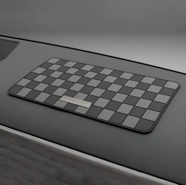 Sports_Non-Slip_Car_Dashboard_Mat_“_Adhesive-Free,_Heat-Resistant,_Grid_Pattern_In_Black_&_Grey_“_Interior_Protection_&_Decor