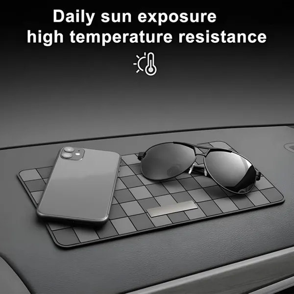 Sports_Non-Slip_Car_Dashboard_Mat_“_Adhesive-Free,_Heat-Resistant,_Grid_Pattern_In_Black_&_Grey_“_Interior_Protection_&_Decor