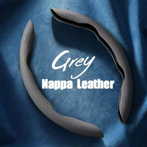 Steering_Wheel_Cover_Nappa_Leather_Grips_(Grey)_Breathable_Odorless_Non-Slip_Car_Accessory_With_Pressure_Holes_Compatible_With_All_Cars