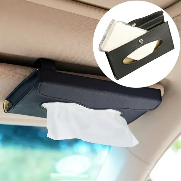 Sun_Visor_Car_Tissue_Holder_–_Premium_Black_Leather_Napkin_Dispenser,_Universal_Fit_for_All_Cars