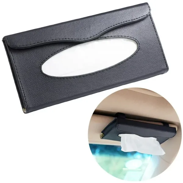 Sun_Visor_Car_Tissue_Holder_–_Premium_Black_Leather_Napkin_Dispenser,_Universal_Fit_for_All_Cars