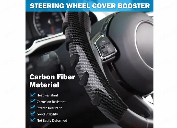 Carbon_Fibre_Steering_Wheel_Booster_Cover,_Enhanced_Non-Slip_Grip_For_Comfort_&_Control,_Carbon_Black,_Compatible_With_All_Cars