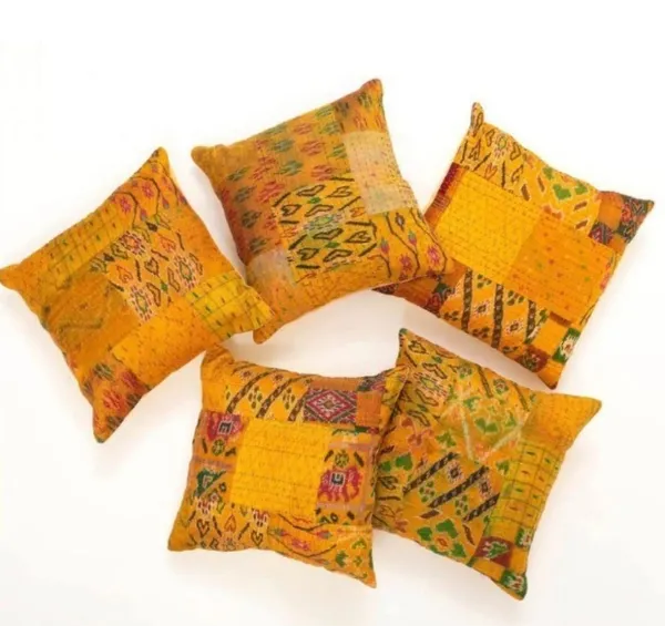 Multi_Kantha_Embroidery_Silk_Cushion_Nd_Pillow_Covers_(16_X16_Inch)_For_Sofa_Bedroom_Bedroom,_Living_Room,_Office_(Multicolor,_Mustard)_Pack_Of_5