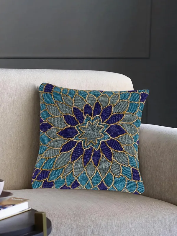 Teal_Blue_Cotton_Beaded_Embroidery_Pillow/Sofa_Cushion_Cover_For_Bedroom,_Living_Room,_Office_(16X16-Inches)_-_Set_Of_1_(40.64_Cm*40.64_Cm,Teal_Blue)