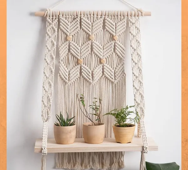 Multicolor_Fabric_Abstract_Wall_Hanging_With_Dowel,_Beige_,_Modern_,_Medium
