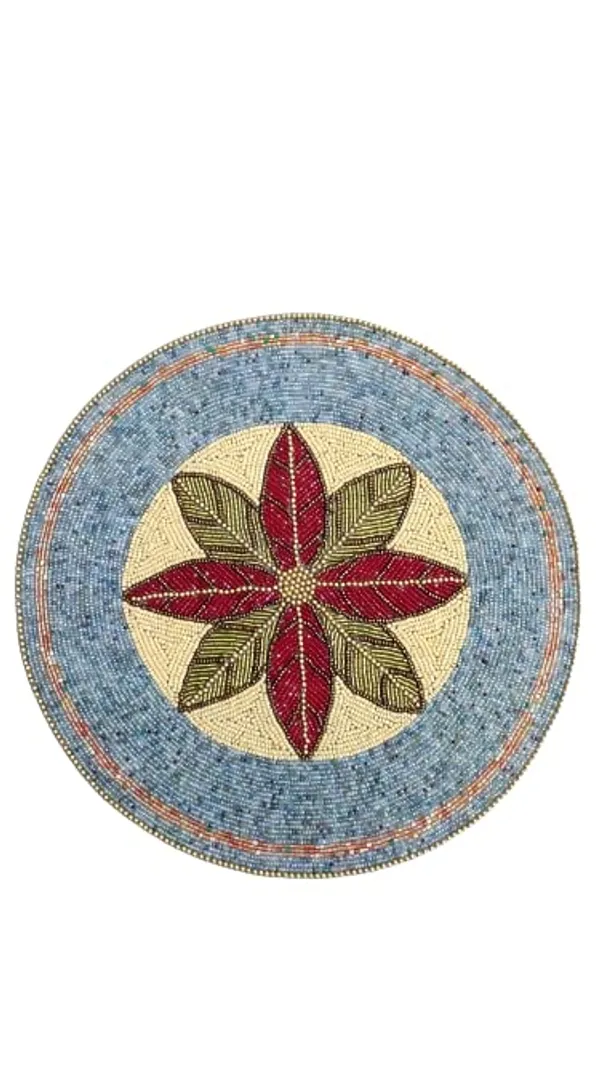Firozi_Poleyster_Placemats,_Beaded_Design,14_Inchhes_Multiicolour_Leaf_Pattern,_Best_For_Bed-Side_Table/Center_Table,_Dining_Table/Shelves