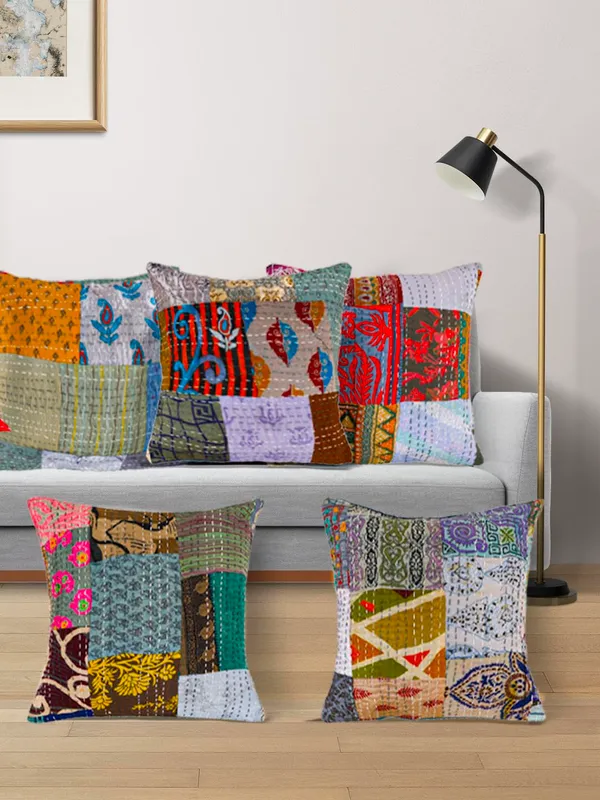 Multi_Kantha_Embroidery_Silk_Cushion_Nd_Pillow_Covers_(16_X16_Inch)_For_Sofa_Bedroom_Bedroom,_Living_Room,_Office_(Multicolor,_Grey)_Pack_Of_5