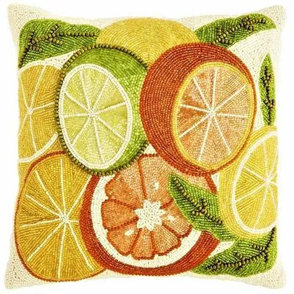 Multicolour_Cotton_Beaded_Embroidery_Pillow/Sofa_Cushion_Cover_For_Bedroom,_Living_Room,_Office_(16X16-Inches)_-_Set_Of_1(40.64_Cm*40.64_Cm,Multicolour)_Lemon_Pattern