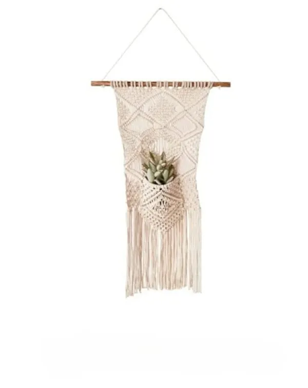 White_Macrame_Cotton_Plant_Hanger_|_Wall_Hook_Hanger,_Rope_Flower_Pot_Holder_For_Indoor_Outdoor_Balcony_Garden_|_Home_Decor_Flower_Planter_Hanging_Rope_[Pack_Of_1],_Pocket_Wall_Hanger