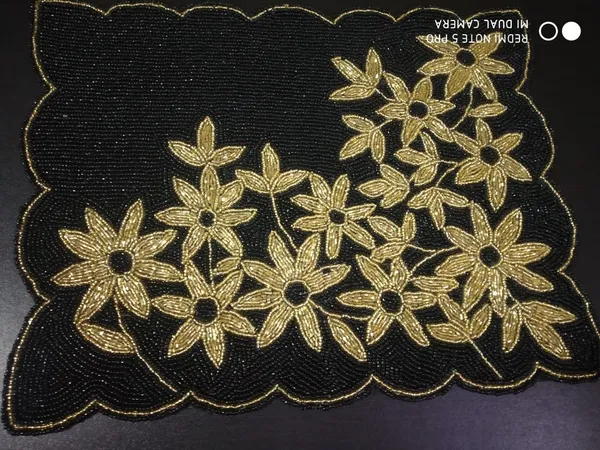 Multicolor_Best_Export_Quality_Jacquard_Cotton_Dining_Table_Mats_5_Pieces_With_Runner_-(Set_Of_5_,One_Runner_Nd_4_Placemats)_(Mats-_14"_X_12"_And_Table_Runner-_36"_X_13",)_-Black_Embrodery