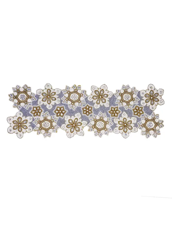 White_&_Maroon_Premium_Handcraf_Beautiful_Beaded_Table_Runner_Craftsmanship_(13_*_36_Inches,_White_Self_Pattern)