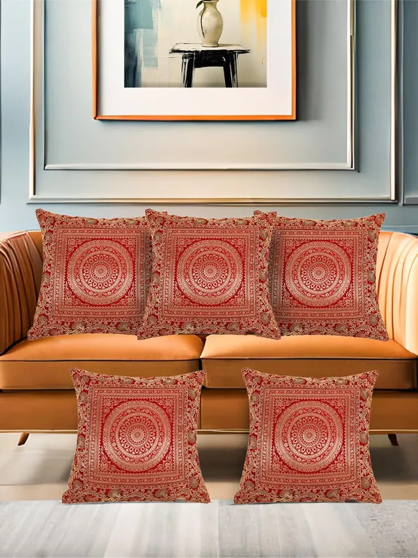 Multi_Silk_Brocade_Embroidery_Silk_Cushion_Nd_Pillow_Covers_(16_X16_Inch)_For_Sofa_Bedroom_Bedroom,_Living_Room,_Office_(Multicolor_Maroon)_Pack_Of_5